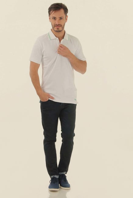 Jack & Jones White Solid Polo T-Shirt Jack & Jones White Solid Polo T-Shirt