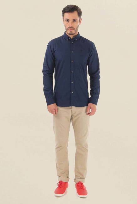 Jack & Jones Dark Blue Solid Casual Shirt Jack & Jones Dark Blue Solid Casual Shirt