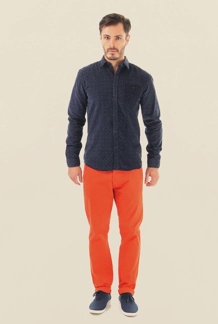 Jack & Jones Navy Printed Cotton Casual Shirt Jack & Jones Navy Printed Cotton Casual Shirt