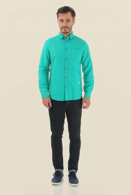 Jack & Jones Turquoise Solid Casual Shirt Jack & Jones Turquoise Solid Casual Shirt