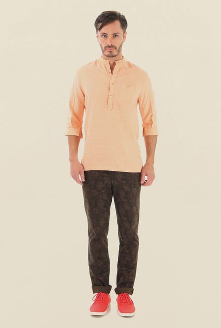 Jack & Jones Peach Solid Cotton Shirt Jack & Jones Peach Solid Cotton Shirt