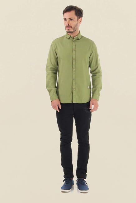 Jack & Jones Olive Solid Casual Shirt Jack & Jones Olive Solid Casual Shirt