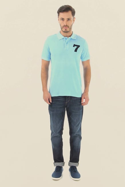Jack & Jones Light Blue Solid Polo T-Shirt Jack & Jones Light Blue Solid Polo T-Shirt