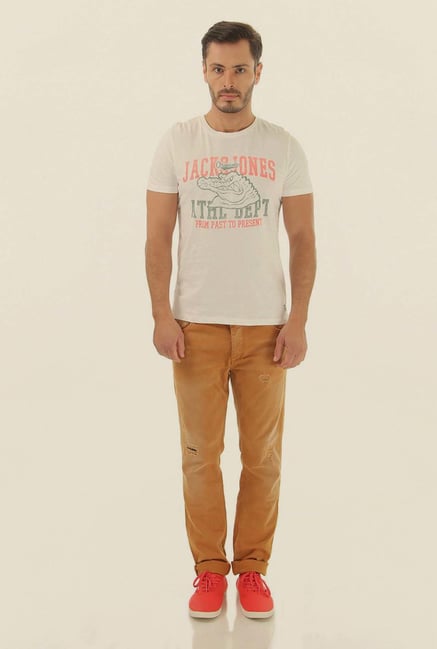 Jack & Jones White Printed Crew Neck T-Shirt Jack & Jones White Printed Crew Neck T-Shirt