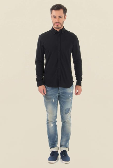 Jack & Jones Black Solid Casual Shirt Jack & Jones Black Solid Casual Shirt