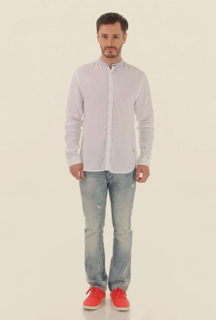 Jack & Jones White Solid Casual Shirt Jack & Jones White Solid Casual Shirt