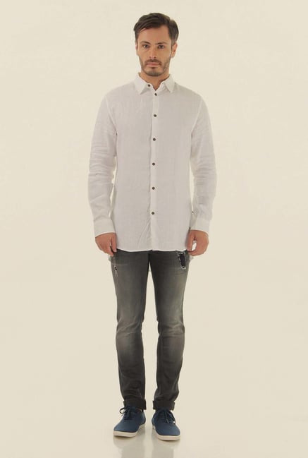 Jack & Jones White Solid Cotton Shirt Jack & Jones White Solid Cotton Shirt