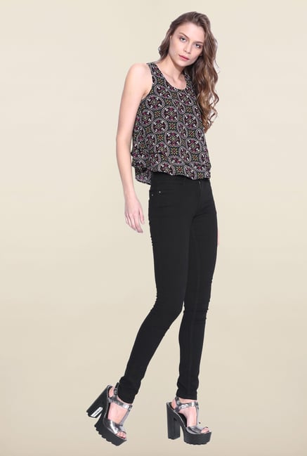 Kraus Black Skinny Fit Mid Rise Jeans Kraus Black Skinny Fit Mid Rise Jeans