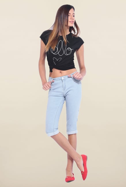 Kraus Ice Blue Cotton Capri Kraus Ice Blue Cotton Capri
