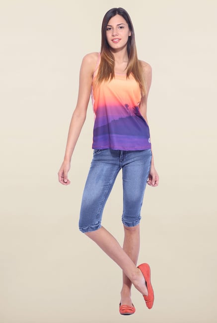 Kraus Blue Cotton Capri Kraus Blue Cotton Capri
