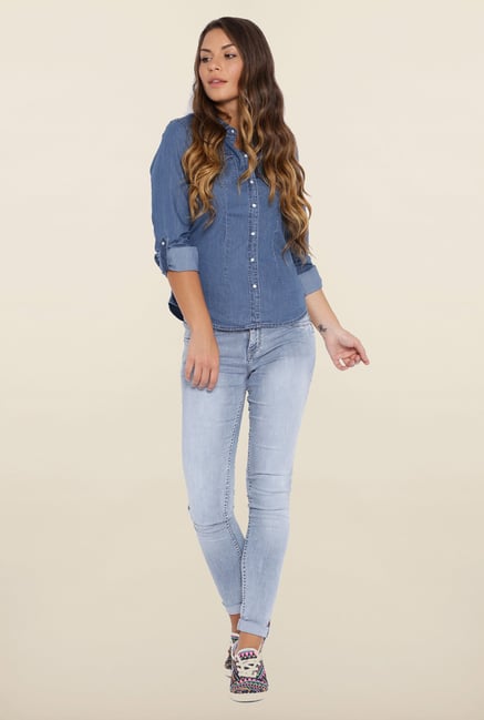Kraus Blue Cotton Casual Shirt Kraus Blue Cotton Casual Shirt