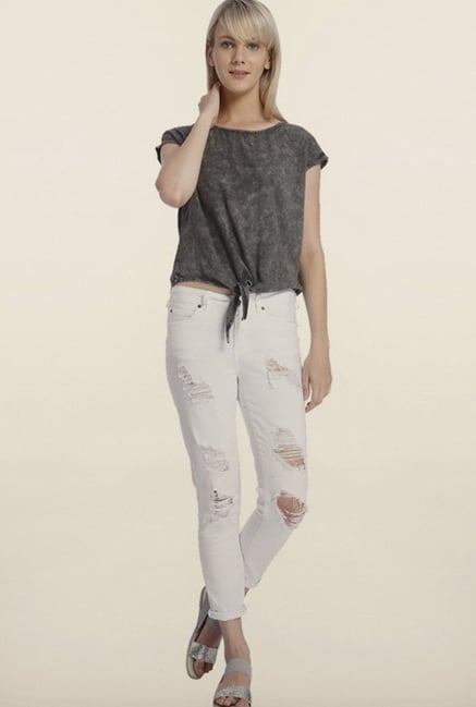 Vero Moda Grey Front Knot Top Vero Moda Grey Front Knot Top