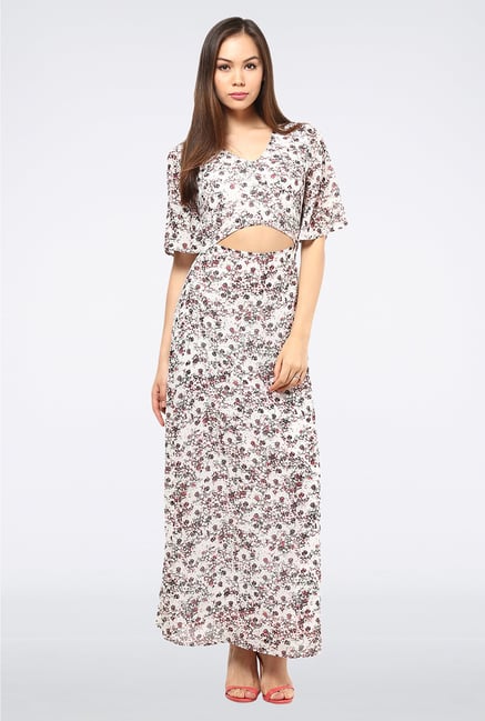 Femella White Printed Maxi Dress Femella White Printed Maxi Dress