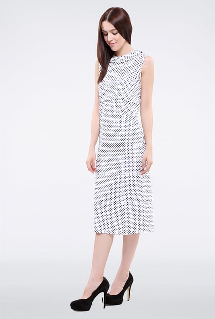 Femella White & Black Polka Dot Midi Dress Femella White & Black Polka Dot Midi Dress
