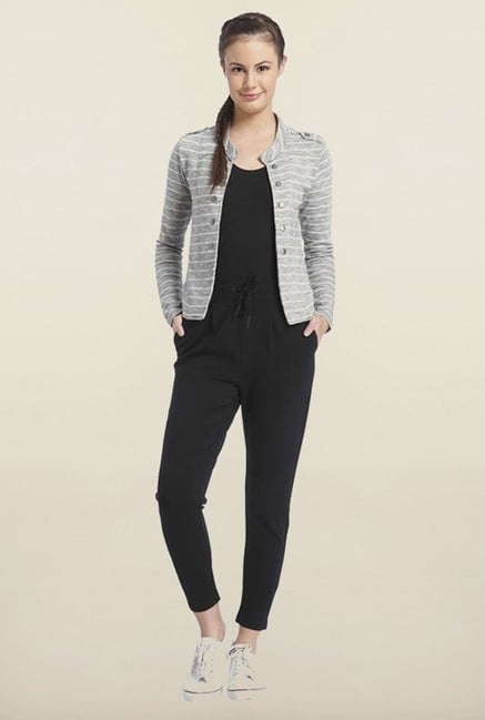 Only Grey Striped Casual Jacket Only Grey Striped Casual Jacket