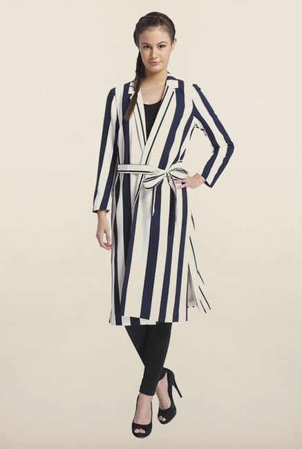 Only White & Blue Striped Long Coat Only White & Blue Striped Long Coat