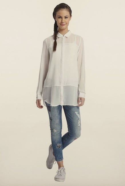Only White Solid Casual Shirt Only White Solid Casual Shirt