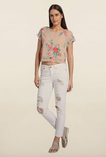 Vero Moda Beige Floral Printed Top Vero Moda Beige Floral Printed Top