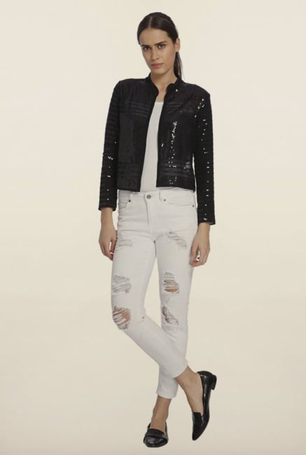 Vero Moda Black Self Design Jacket Vero Moda Black Self Design Jacket