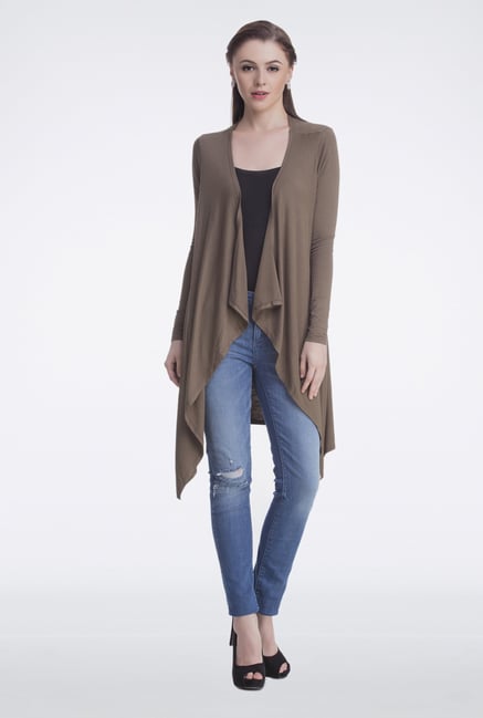 Femella Brown Jersey Cardigan Femella Brown Jersey Cardigan