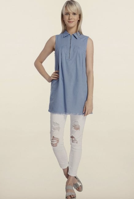 Vero Moda Blue Solid Top Vero Moda Blue Solid Top
