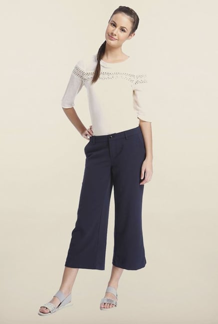 Only Navy Solid Casual Trouser Only Navy Solid Casual Trouser
