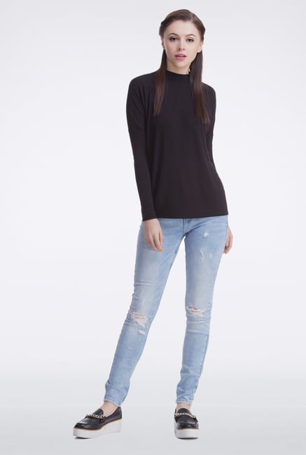 Femella Black High Neck Pullover Femella Black High Neck Pullover