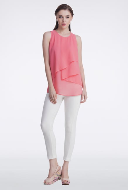 Femella Pink Sleeveless Tier Top Femella Pink Sleeveless Tier Top