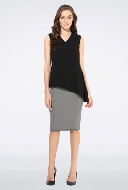Femella Black Asymmetric Formal Top Femella Black Asymmetric Formal Top