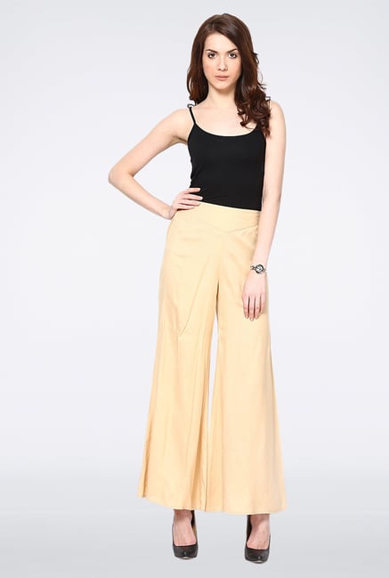 Femella Peach Palazzo Pant With Elasticated Waist Femella Peach Palazzo Pant With Elasticated Waist