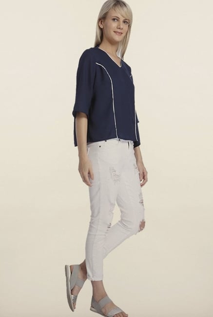 Vero Moda Navy Blue Iris Solid Top Vero Moda Navy Blue Iris Solid Top
