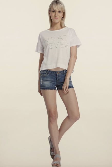 Vero Moda Denim Blue Distressed Shorts Vero Moda Denim Blue Distressed Shorts