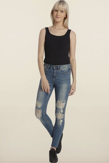 Vero Moda Blue Denim Ripped Jeans Vero Moda Blue Denim Ripped Jeans