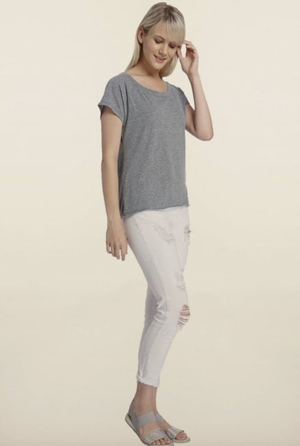 Vero Moda Grey Solid Top Vero Moda Grey Solid Top