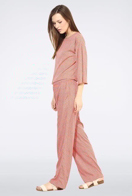 Femella Orange Straight Leg Printed Pyjama Femella Orange Straight Leg Printed Pyjama