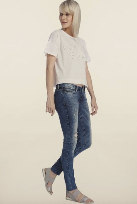 Vero Moda Blue Denim Distressed Jeans Vero Moda Blue Denim Distressed Jeans