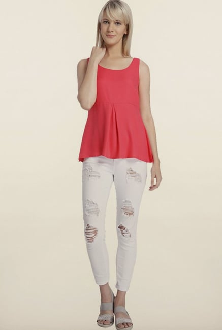 Vero Moda Rouge Red Solid Top Vero Moda Rouge Red Solid Top