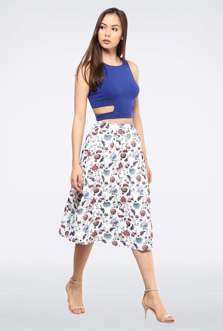 Femella White High Waisted Circular Midi Skirt Femella White High Waisted Circular Midi Skirt
