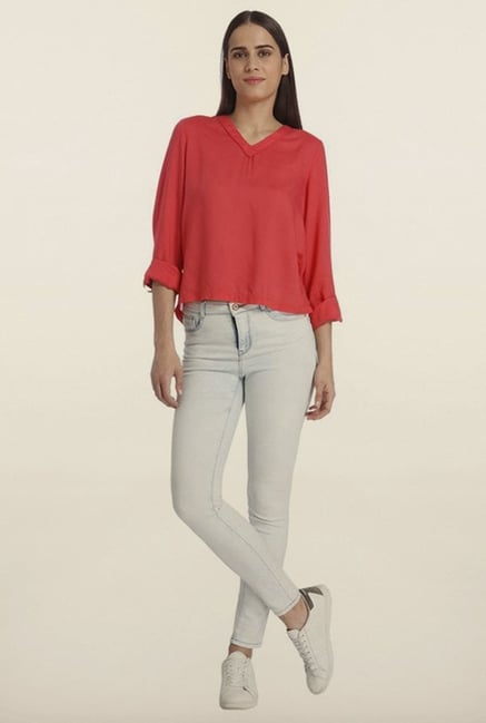 Vero Moda Rouge Red Button Back Top Vero Moda Rouge Red Button Back Top