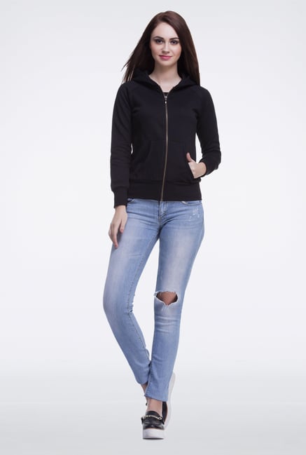 Femella Black Solid Hoodie Femella Black Solid Hoodie