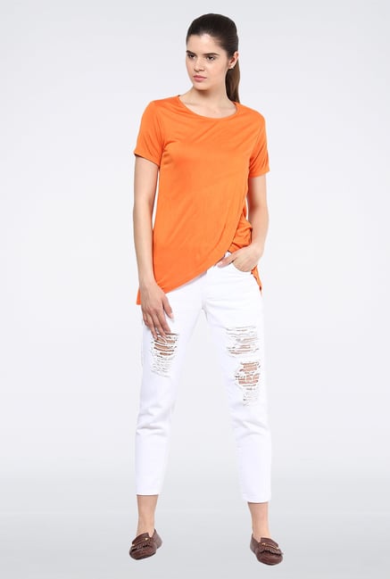 Femella Orange Front Overlap Top Femella Orange Front Overlap Top
