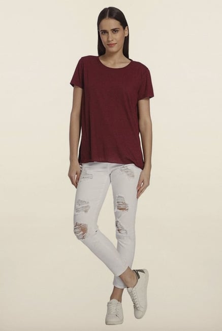 Vero Moda Maroon Solid Top Vero Moda Maroon Solid Top