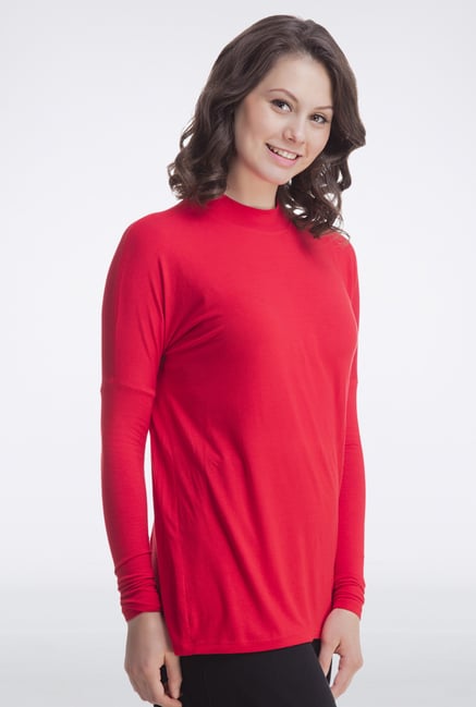 Femella Red High Neck Top Femella Red High Neck Top