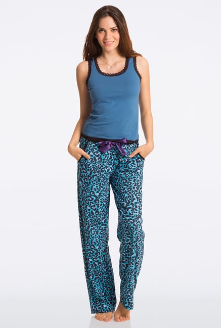 Pretty Secrets Blue Animal Print Pajama Pretty Secrets Blue Animal Print Pajama