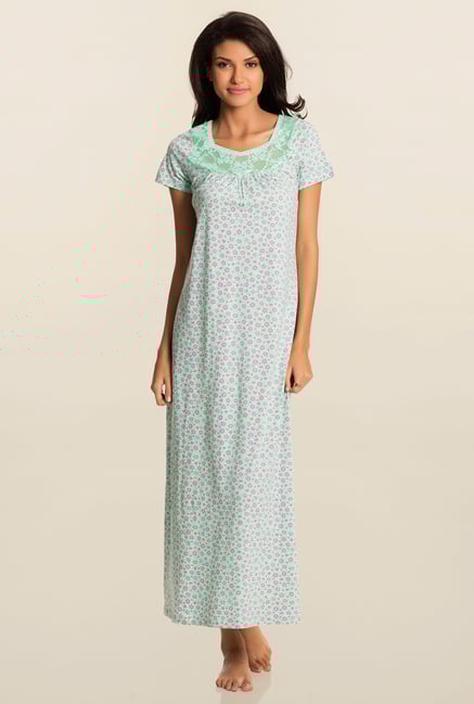 Pretty Secrets Mint Green Floral Night Dress Pretty Secrets Mint Green Floral Night Dress