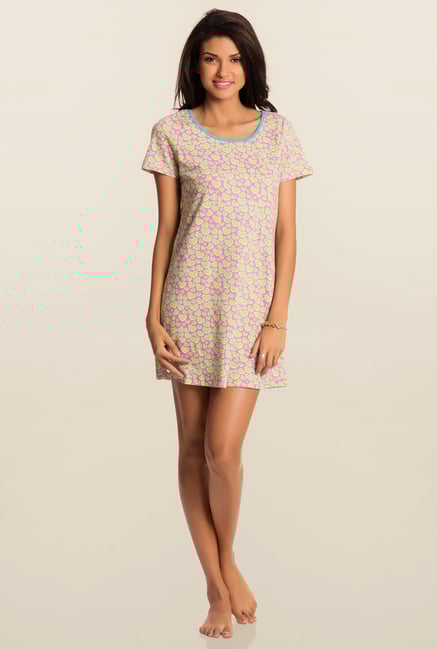 Pretty Secrets Pink And Yellow Heart Print Night Shirt Pretty Secrets Pink And Yellow Heart Print Night Shirt