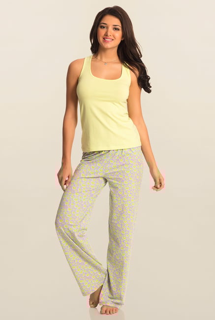 Pretty Secrets Purple And Yellow Heart Print Pajama Pretty Secrets Purple And Yellow Heart Print Pajama