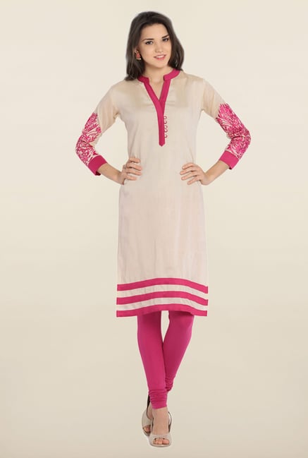 Soch Beige & Pink Chanderi Silk Kurta Soch Beige & Pink Chanderi Silk Kurta