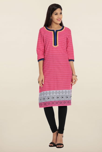 Soch Pink Printed Cotton Kurta Soch Pink Printed Cotton Kurta