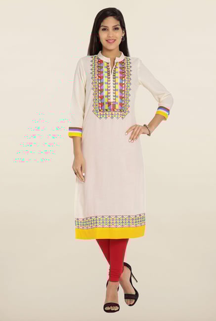 Soch Cream & Yellow Rayon Kurta Soch Cream & Yellow Rayon Kurta